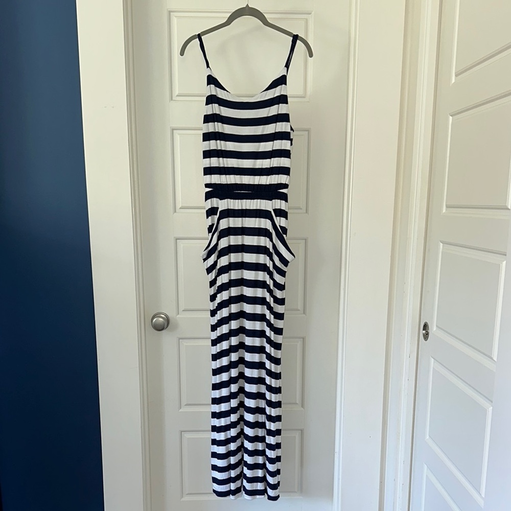 GAP Blue and White Sleeveless Maxi Dress